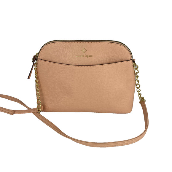 Nanette Lepore Crossbody Peach Gold Chain Pebbled Vegan Leather Adjustable - Picture 1 of 9
